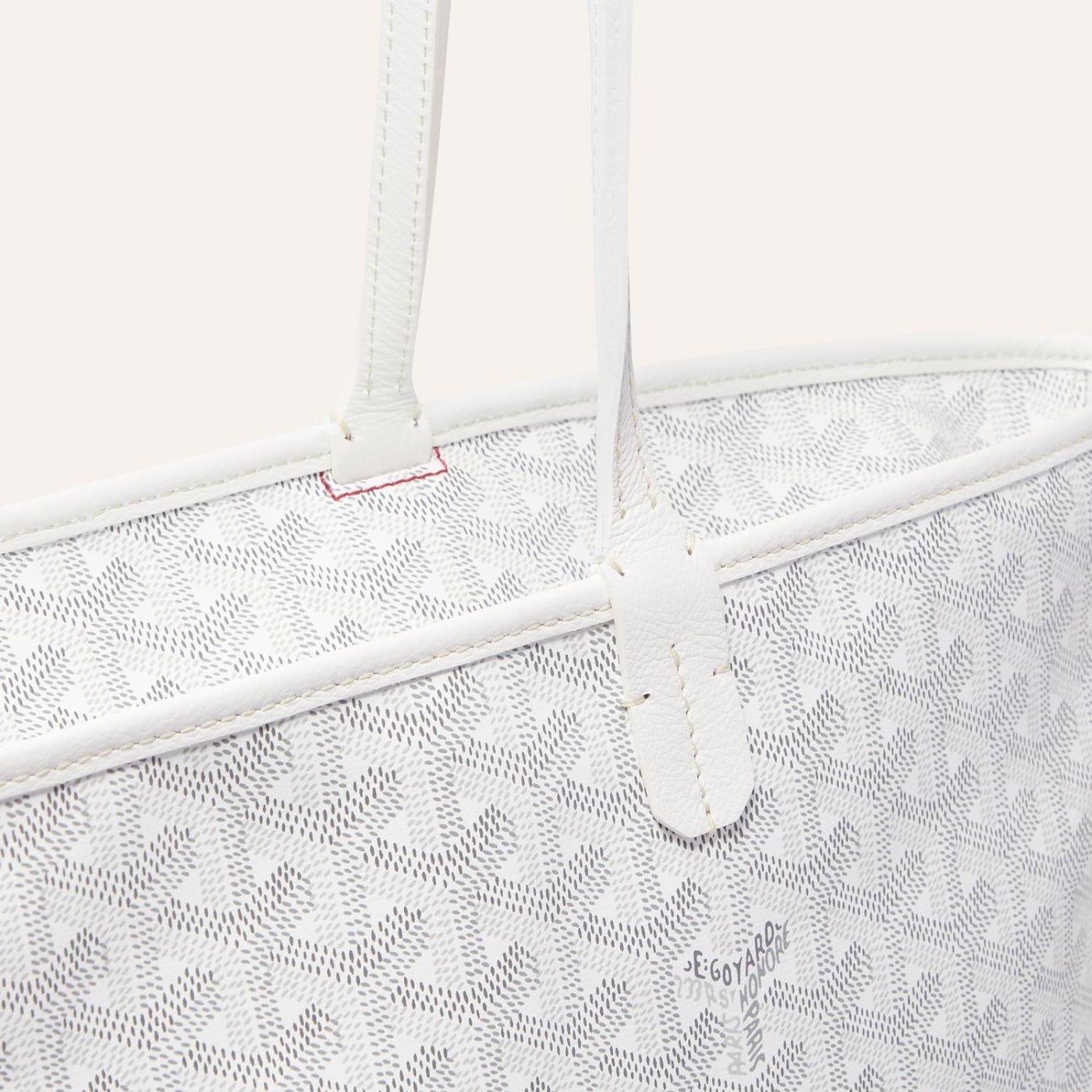 Goyard Artois Tote MM White Goyardine Canvas & Chevroches Calfskin Palladium Hardware - Image 3